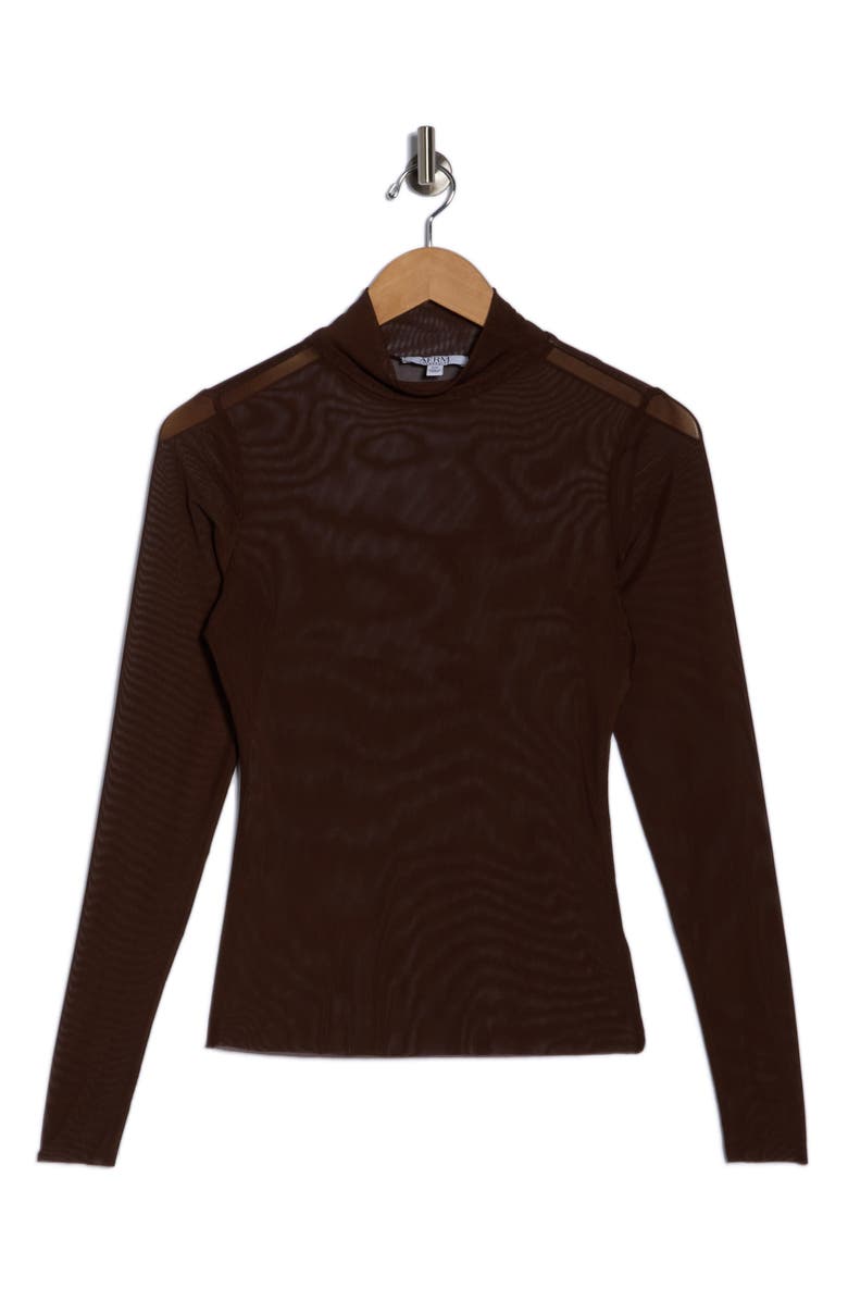 AFRM LOS ANGELES Zoe Mock Neck Mesh Top, Alternate, color, Java