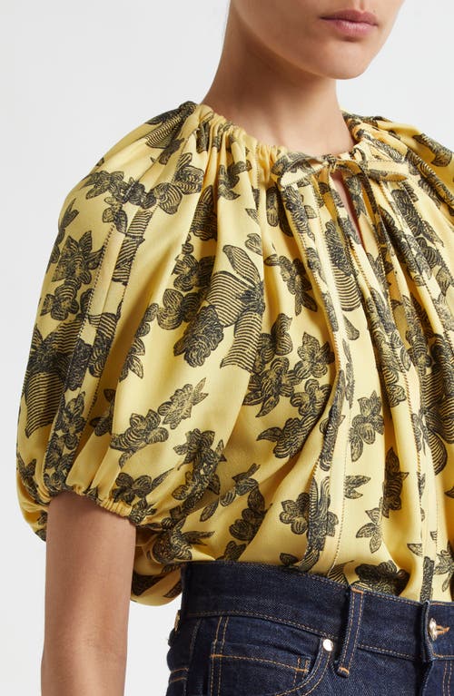 Ulla Johnson Marcelena Floral Puff-sleeve Top In Solaris