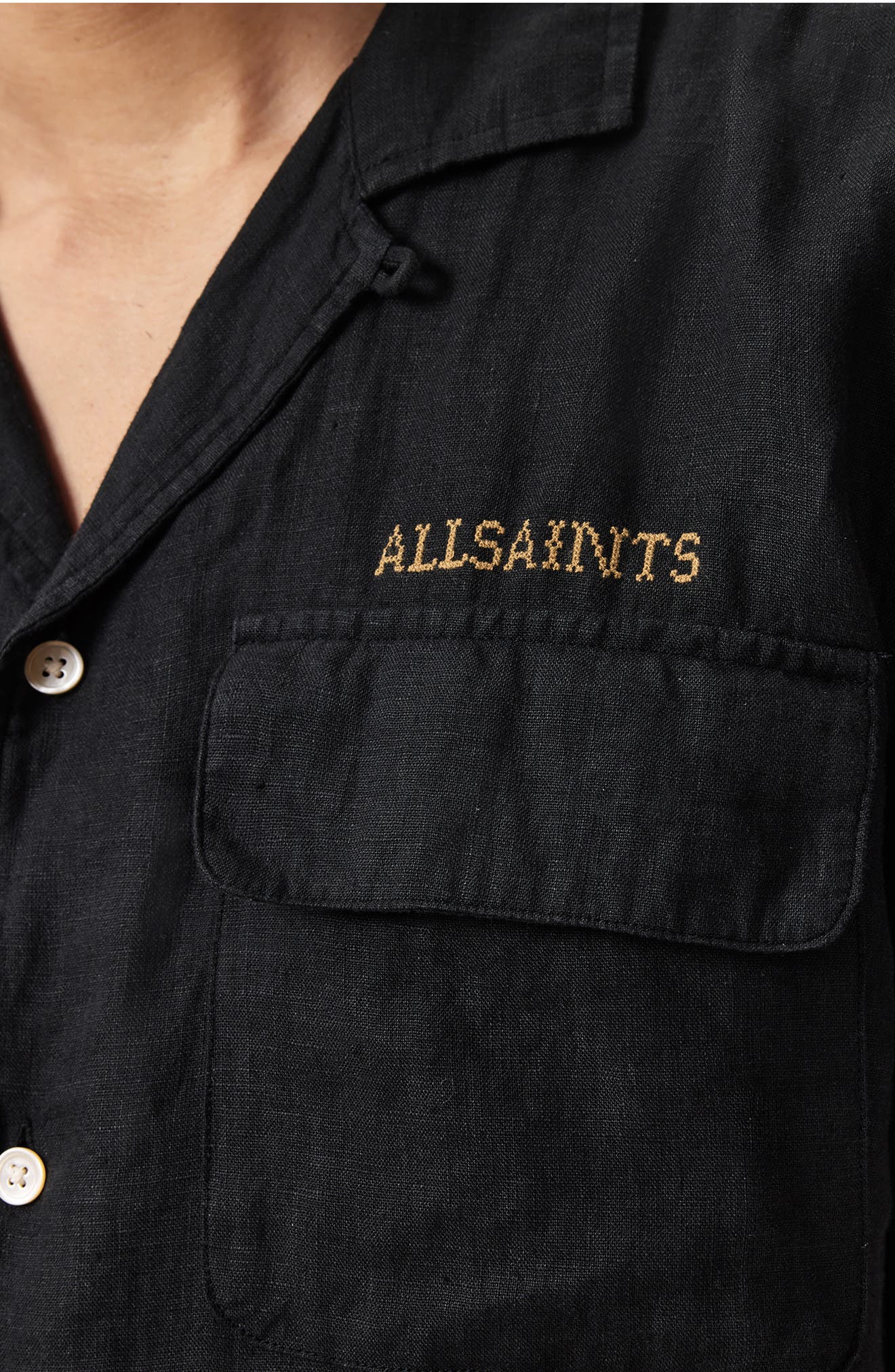 Dunloe Embroidered Linen Button-Up Camp Shirt - image 2