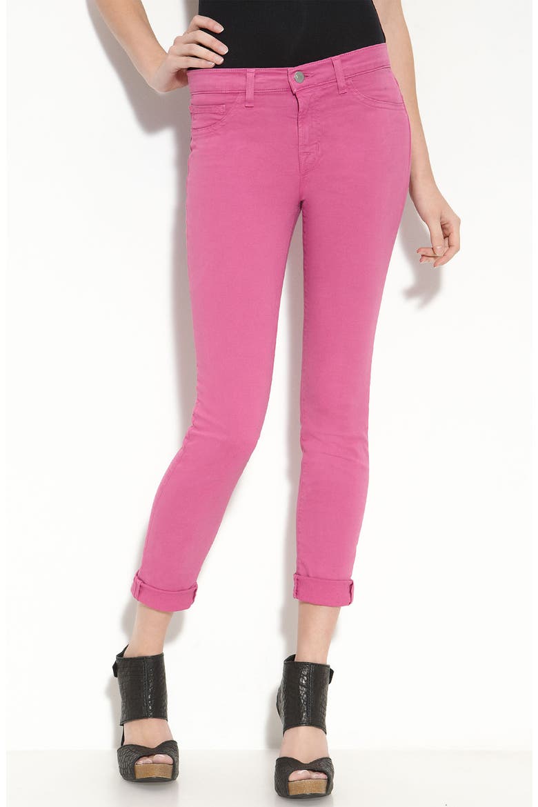 Skinny Stretch Twill Pants, Alternate, color, BRIGHT FUCHSIA