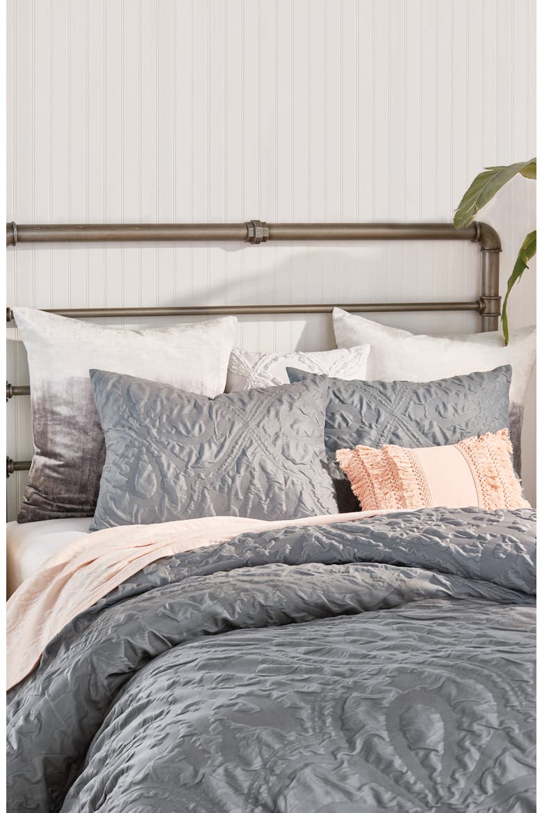 Velvet Tile Comforter & Sham Set, Alternate, color, GREY
