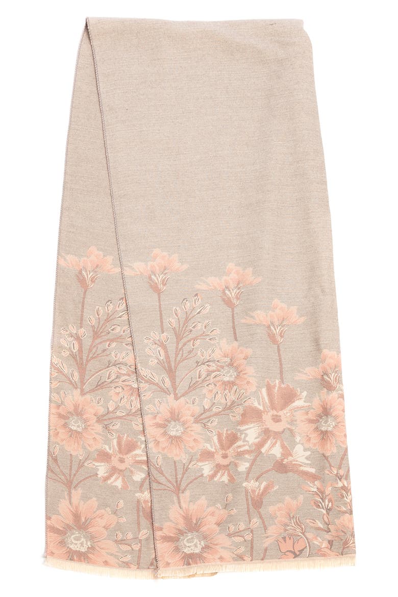 Floral Pattern Reversible Scarf, Alternate, color, PINK