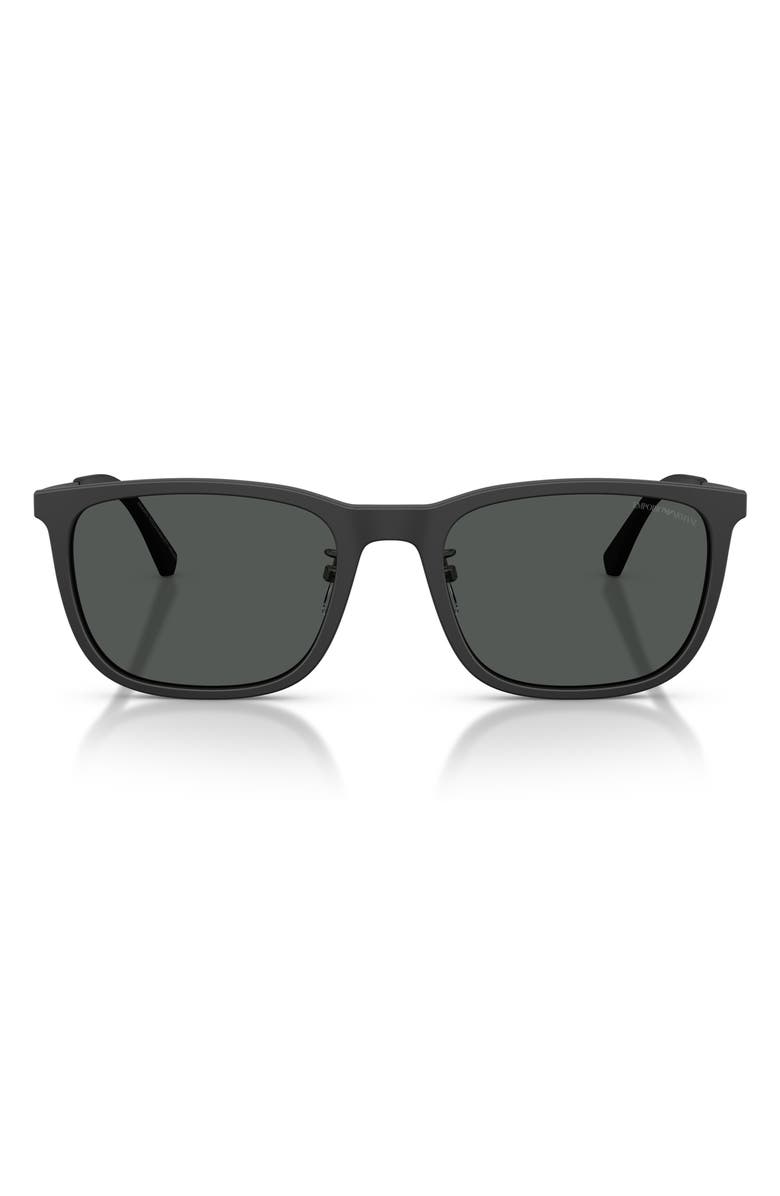 Emporio Armani 56mm Square Sunglasses, Main, color, Matte Black / Dark Grey
