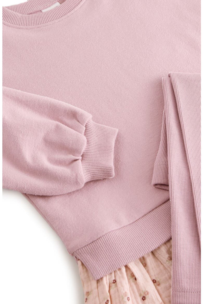 Kids' Long Sleeve Cotton Peplum T-Shirt & Leggings Set, Alternate, color, PINK