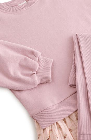 Kids' Long Sleeve Cotton Peplum T-Shirt & Leggings Set