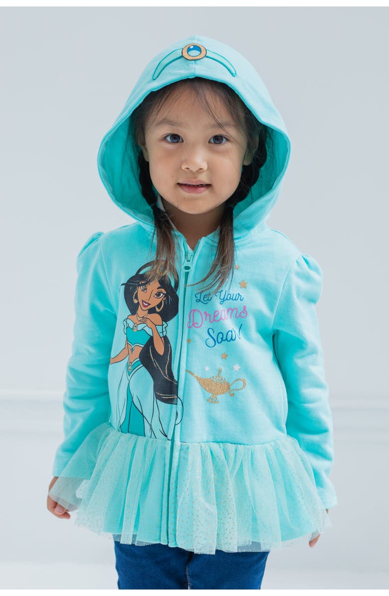 Disney Princess Zip-Up Hoodie, Alternate, color, Princess Jasmine Blue Blue