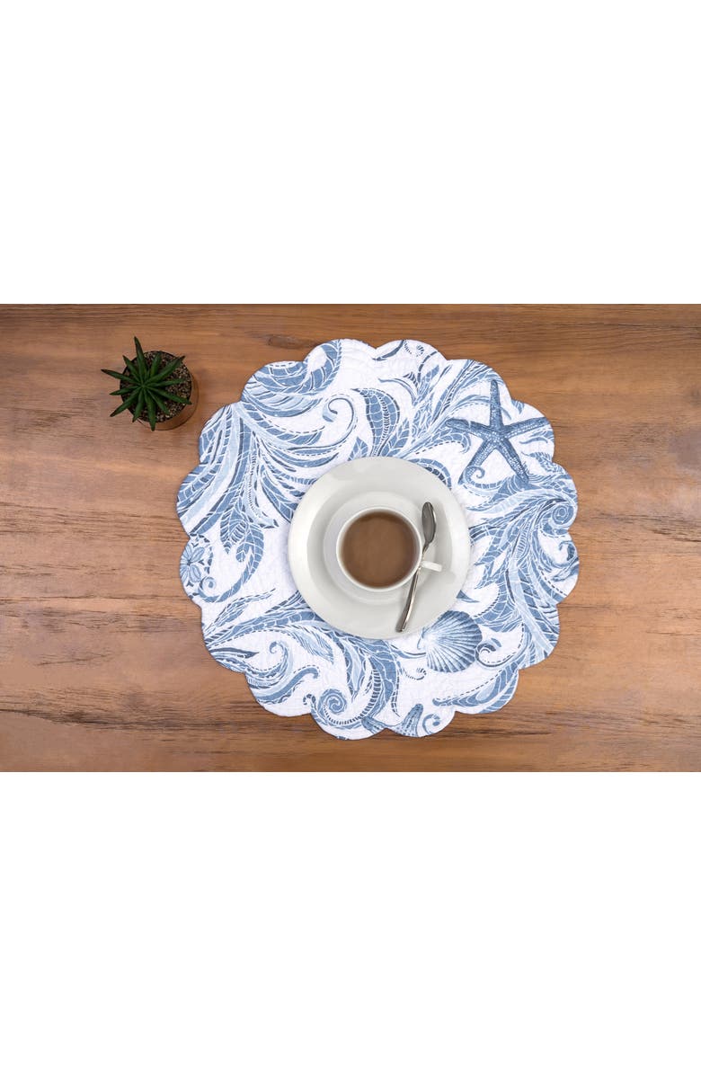C&F Home Tidal Waves Round Set of 6 Placemats  17", Alternate, color, Blue