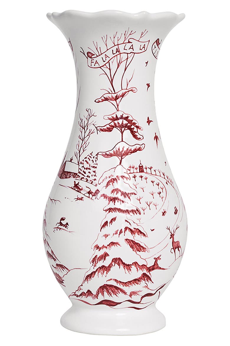 Country Estate Winter Frolic Vase, Main, color, WHITE/ RUBY