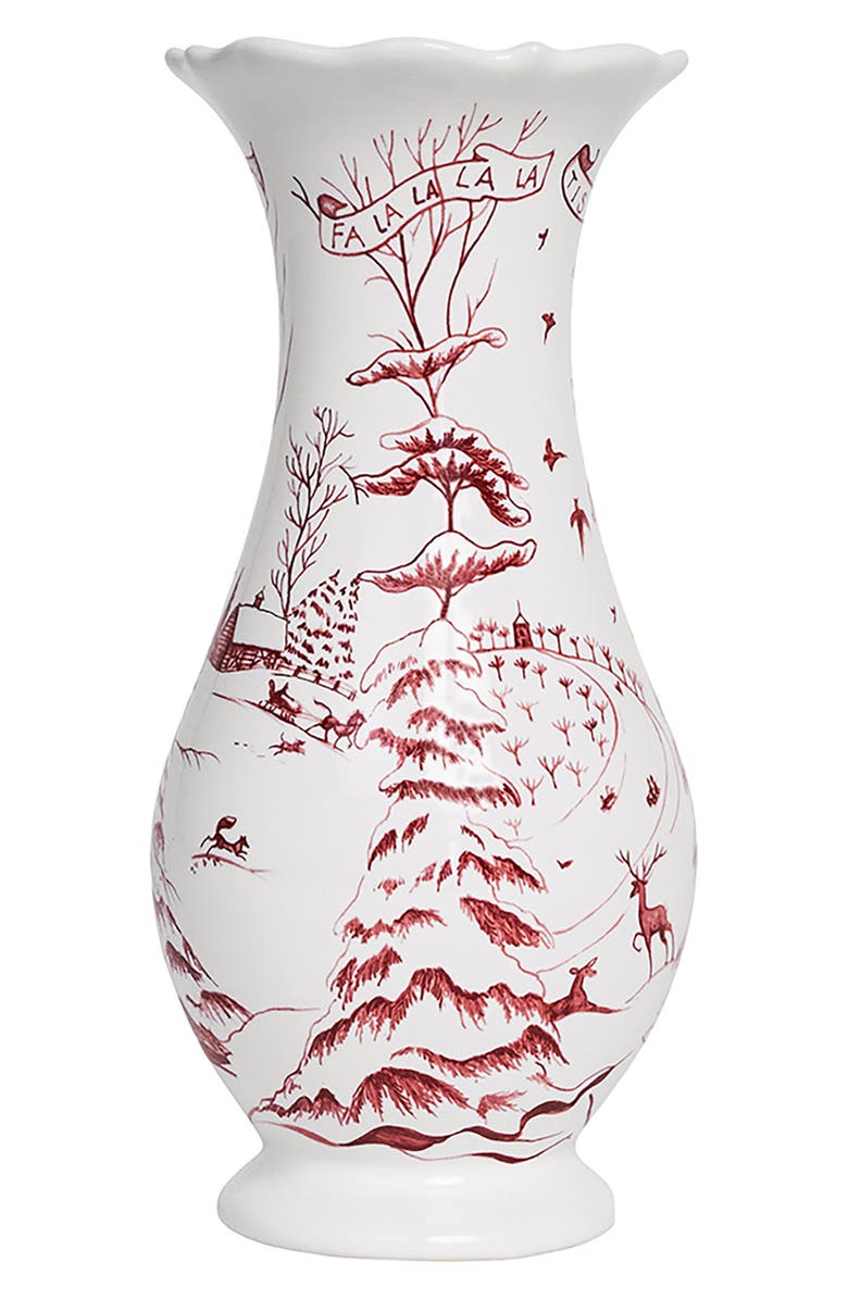 Juliska Country Estate Winter Frolic Vase, Main, color, White/ Ruby