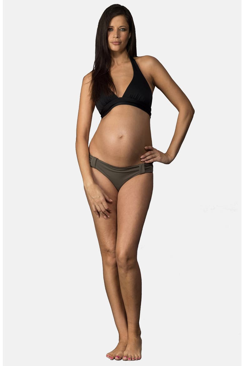 London Reversible Maternity Bikini Top, Main, color, BLACK/ OLIVE