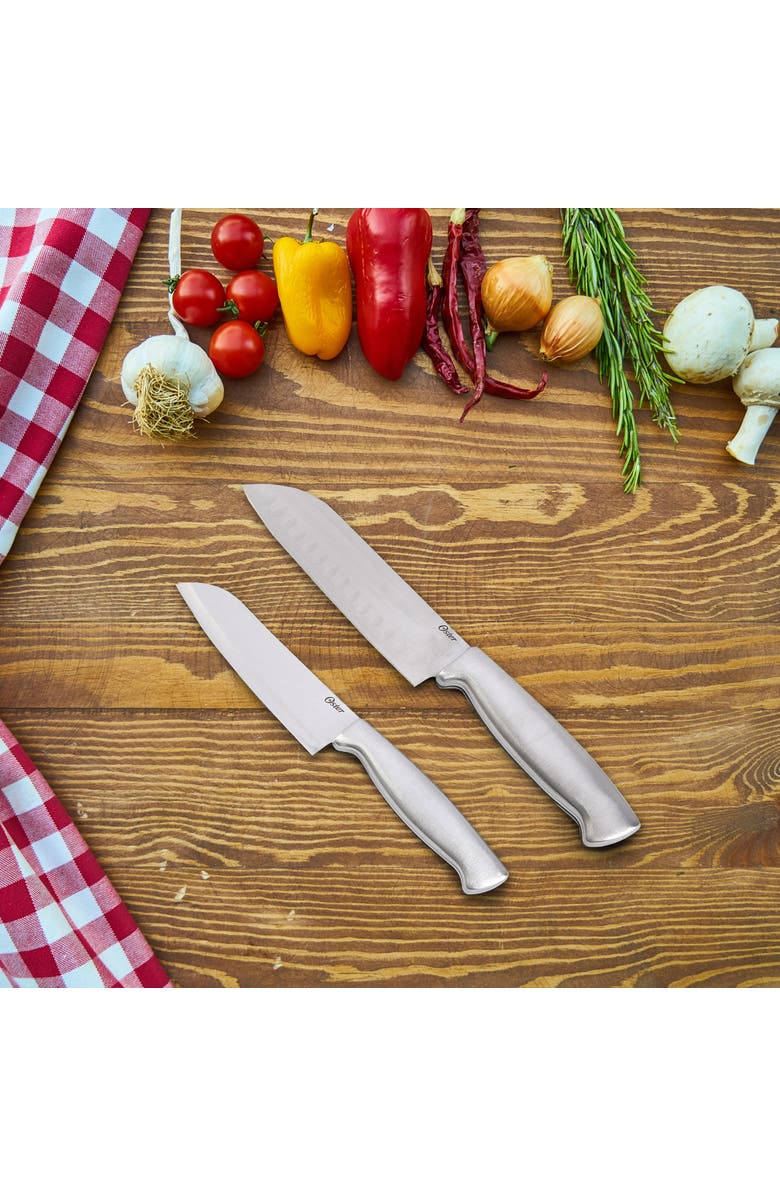 OSTER Baldwyn 2 Piece Stainles Steel Santoku Knife Set, Alternate, color, Silver