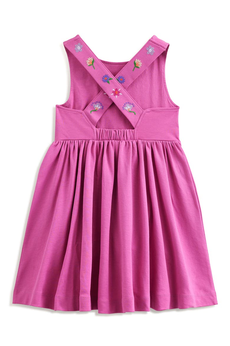 Kids' Embroidered Cotton Crossback Tank Dress, Alternate, color, SALMON PINK EMBROIDERY