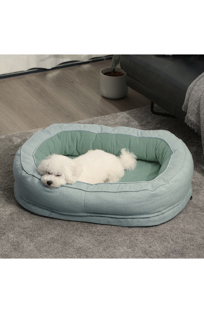 FunnyFuzzy Donut Dog Bed, Alternate, color, Lake Green