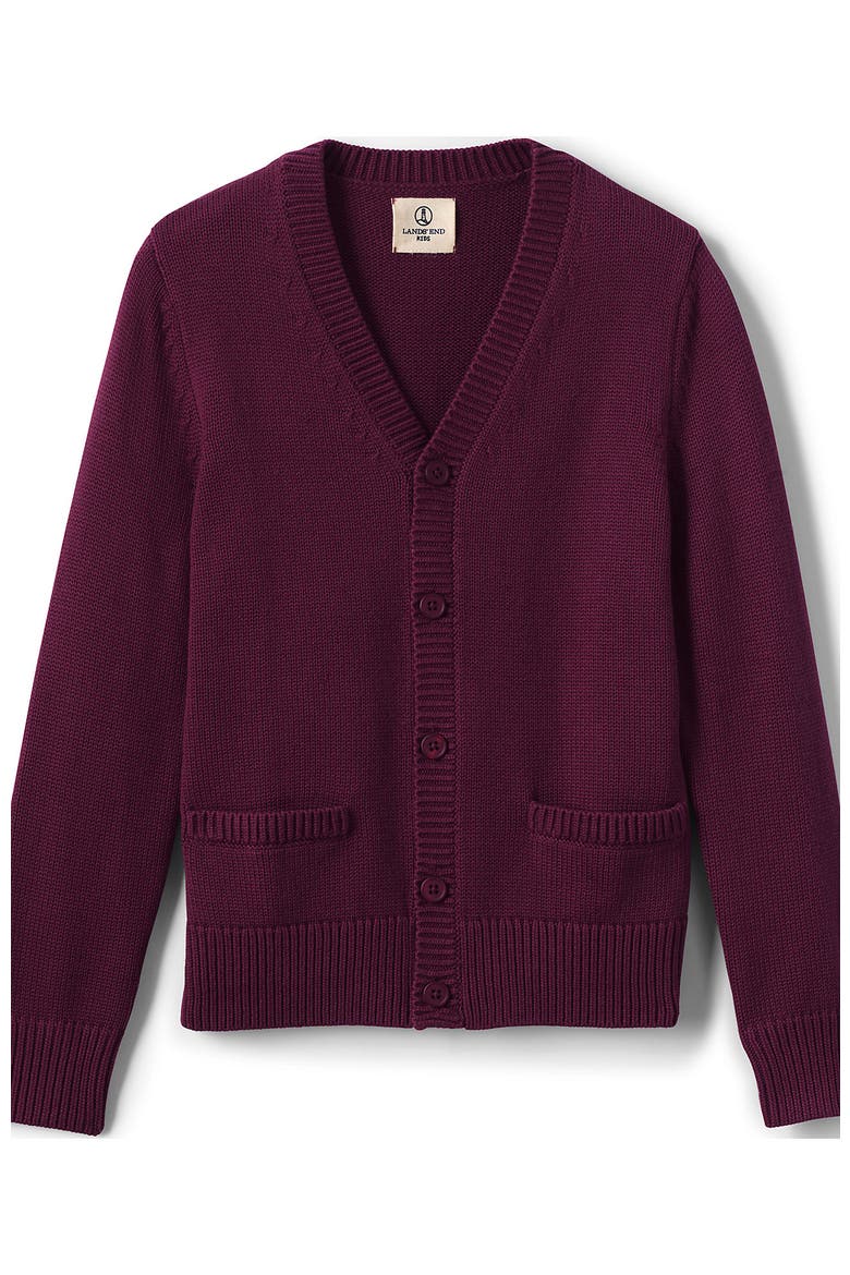 School Uniform Boys Cotton Modal Button Front Cardigan Sweater, Alternate, color, Burgundy