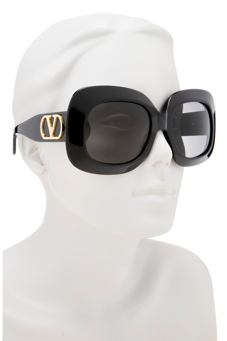 50mm Polarized Square Sunglasses, Alternate, color, BLACK BLACK GREY
