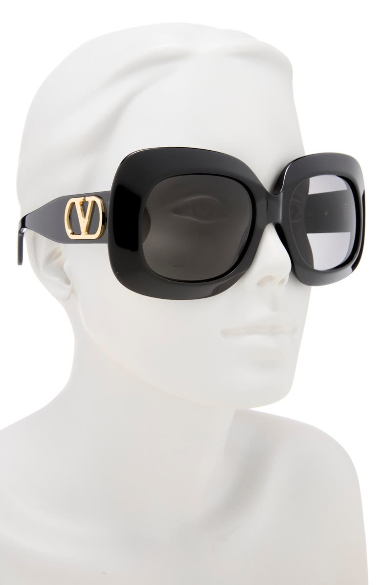 Valentino 50mm Polarized Square Sunglasses, Alternate, color, Black/ Grey