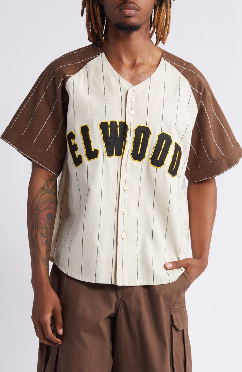 Elwood Logo Linen Blend Baseball Jersey, Main, color,