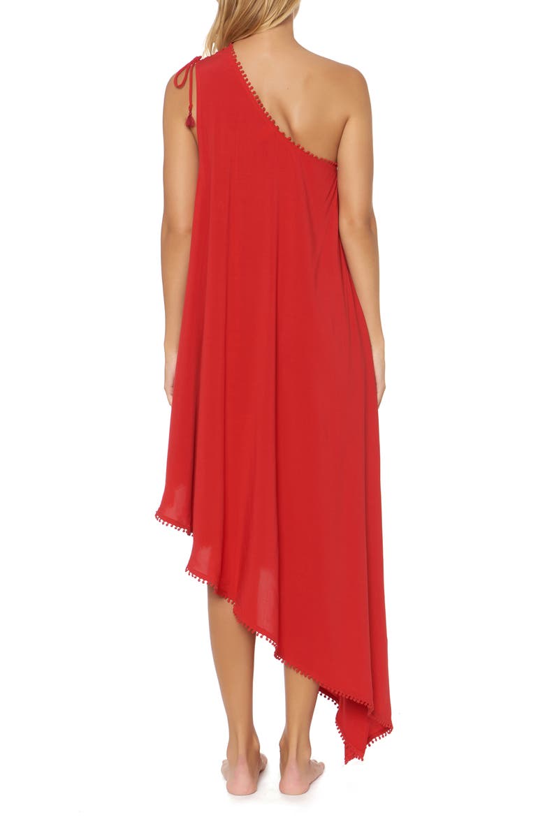 One-Shoulder Maxi Cover-Up Dress, Alternate, color, RUBY