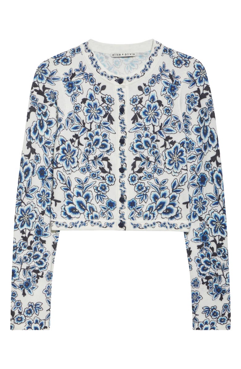 Alice + Olivia Carson Floral Cotton Blend Cardigan, Alternate, color, 