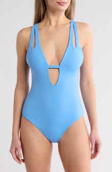 Becca Deep V-Neck Teardrop One-Piece Swimsuit