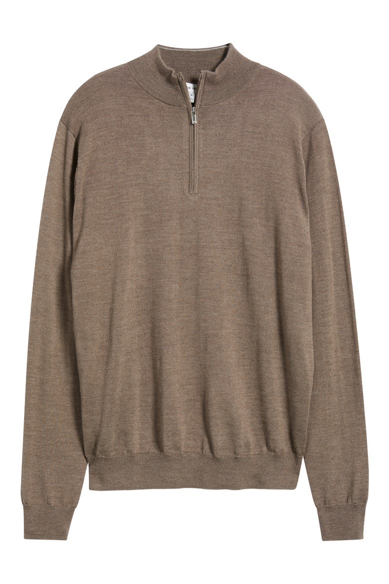 Autumn Crest Merino Wool Blend Quarter Zip Sweater, Alternate, color, POPLAR BROWN