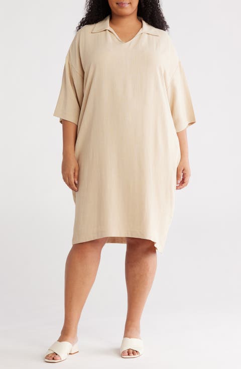Johnny Collar Shift Dress (Plus)