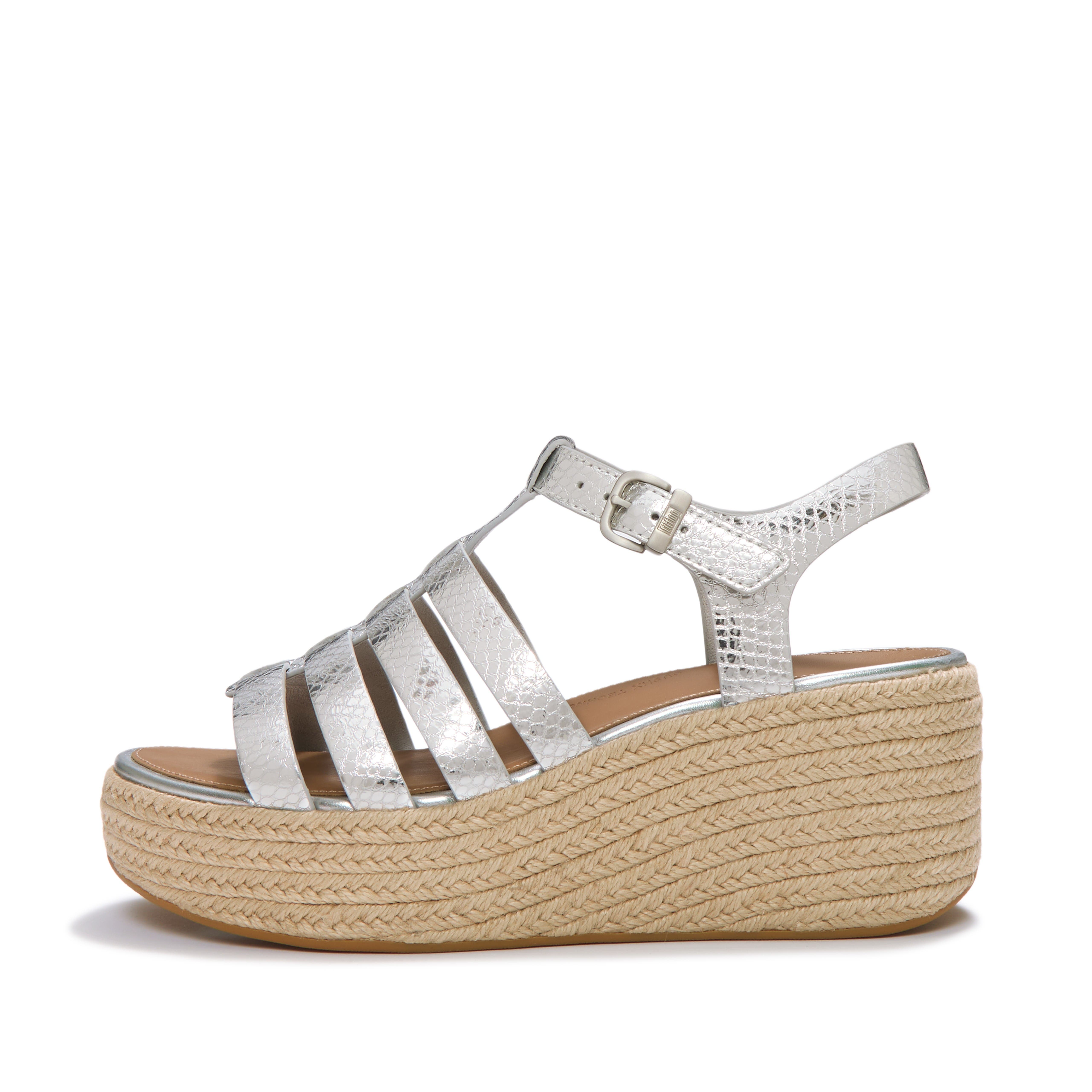 Platfform Metallic Espadrille Fisherman Sandals, Alternate, color, Silver