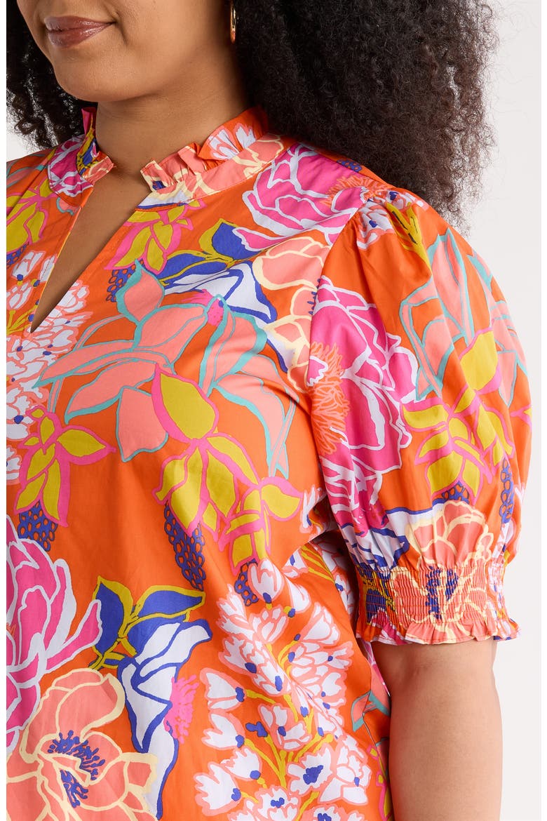 Reign Floral Cotton Puff Sleeve Top, Alternate, color, ORANGE-MULTI