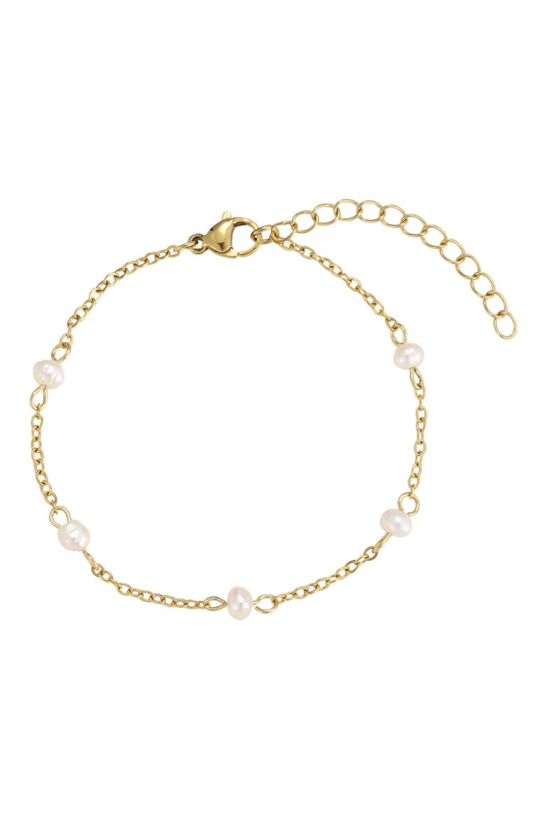 Imitation Pearl Chain Bracelet, Main, color, GOLD