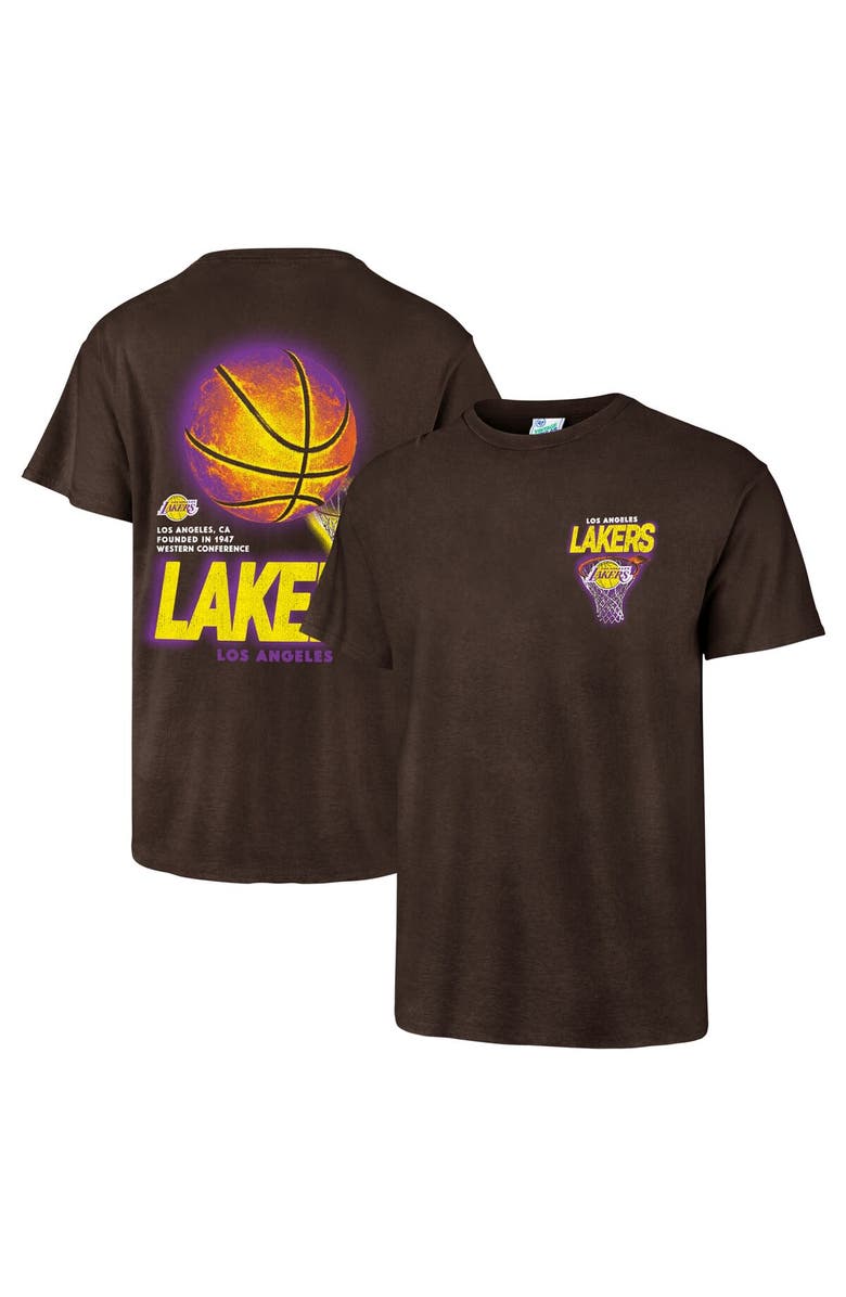 '47 Men's '47 Brown Los Angeles Lakers Vintage Tubular Dagger Tradition Premium T-Shirt, Main, color, 