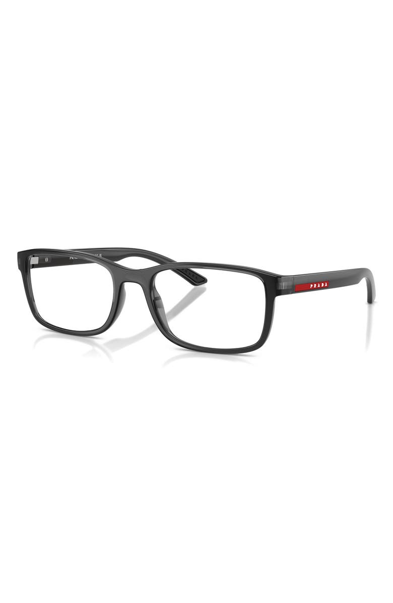 Prada Linea Rossa 53mm Pillow Optical Glasses, Alternate, color, Transparent Grey