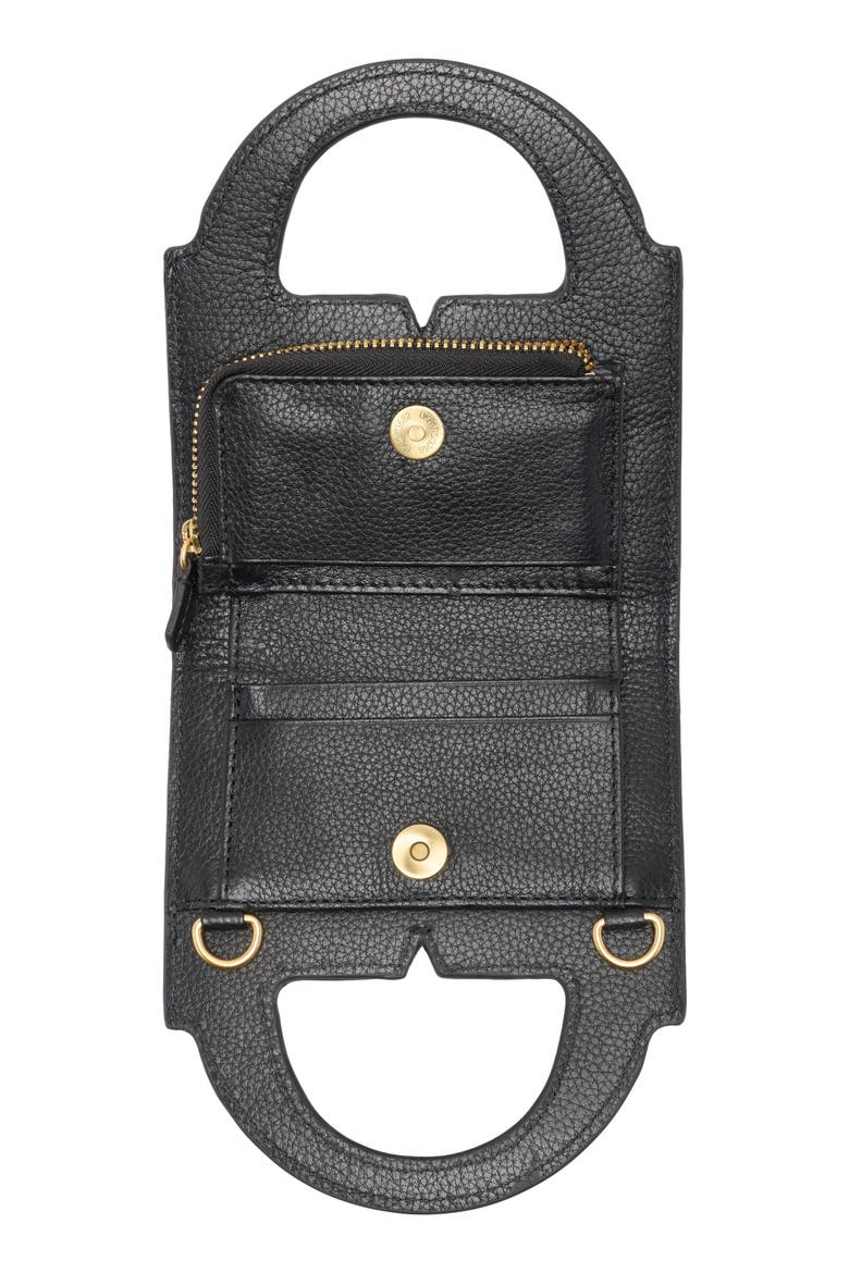 Aleah Leather Crossbody Wallet, Alternate, color, BLACK