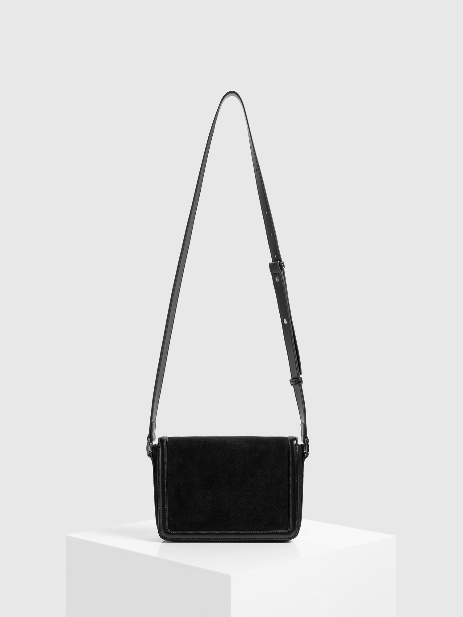 Manière De Voir Suede & Leather Crossbody Bag, Alternate, color, Black