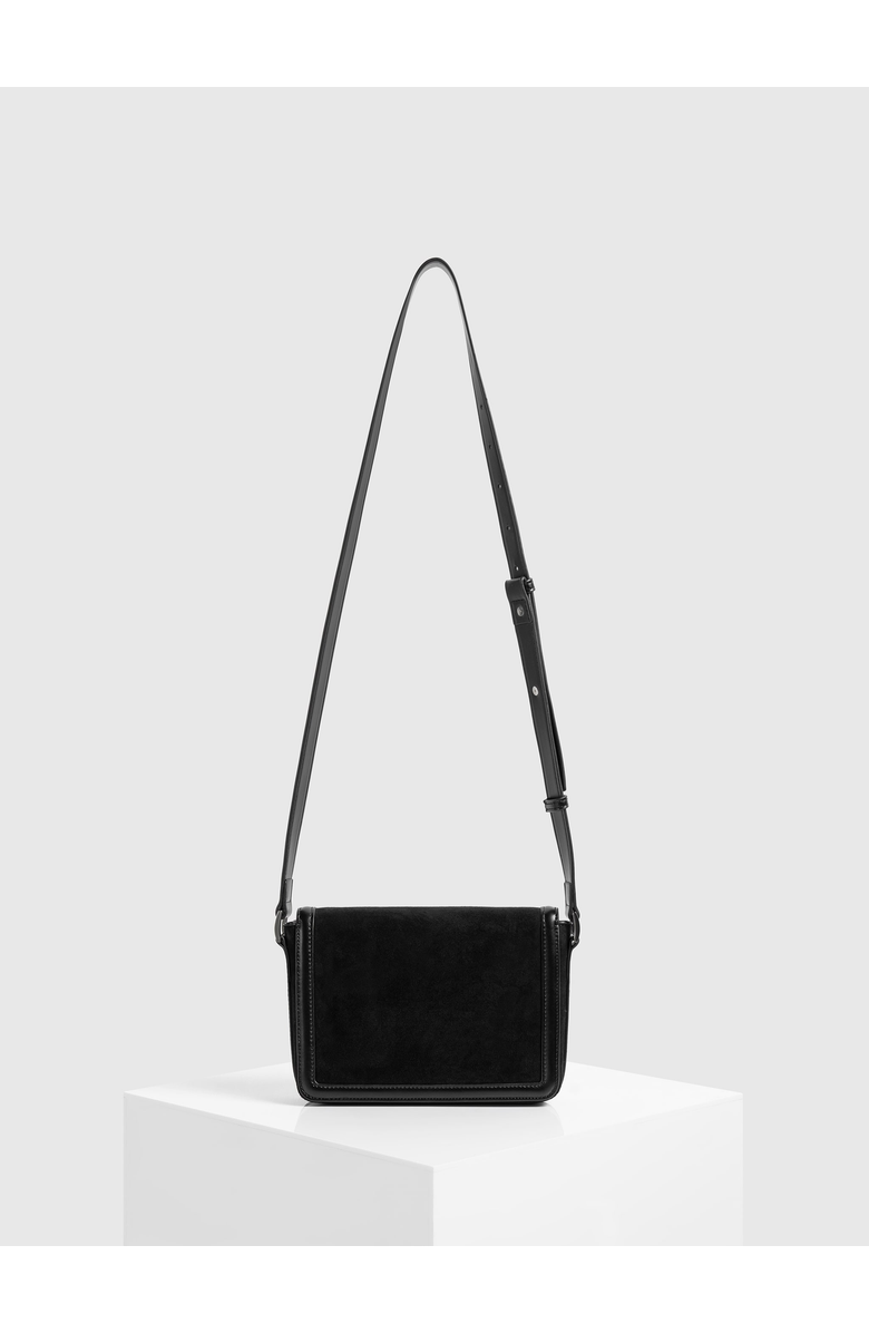 Manière De Voir Suede & Leather Crossbody Bag, Alternate, color, Black