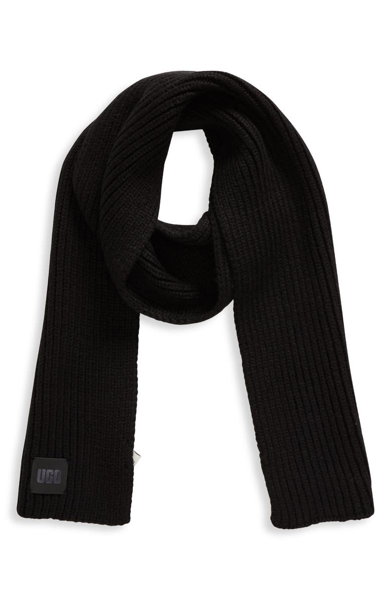 UGG<sup>®</sup> Chunky Rib Scarf, Main, color, Black