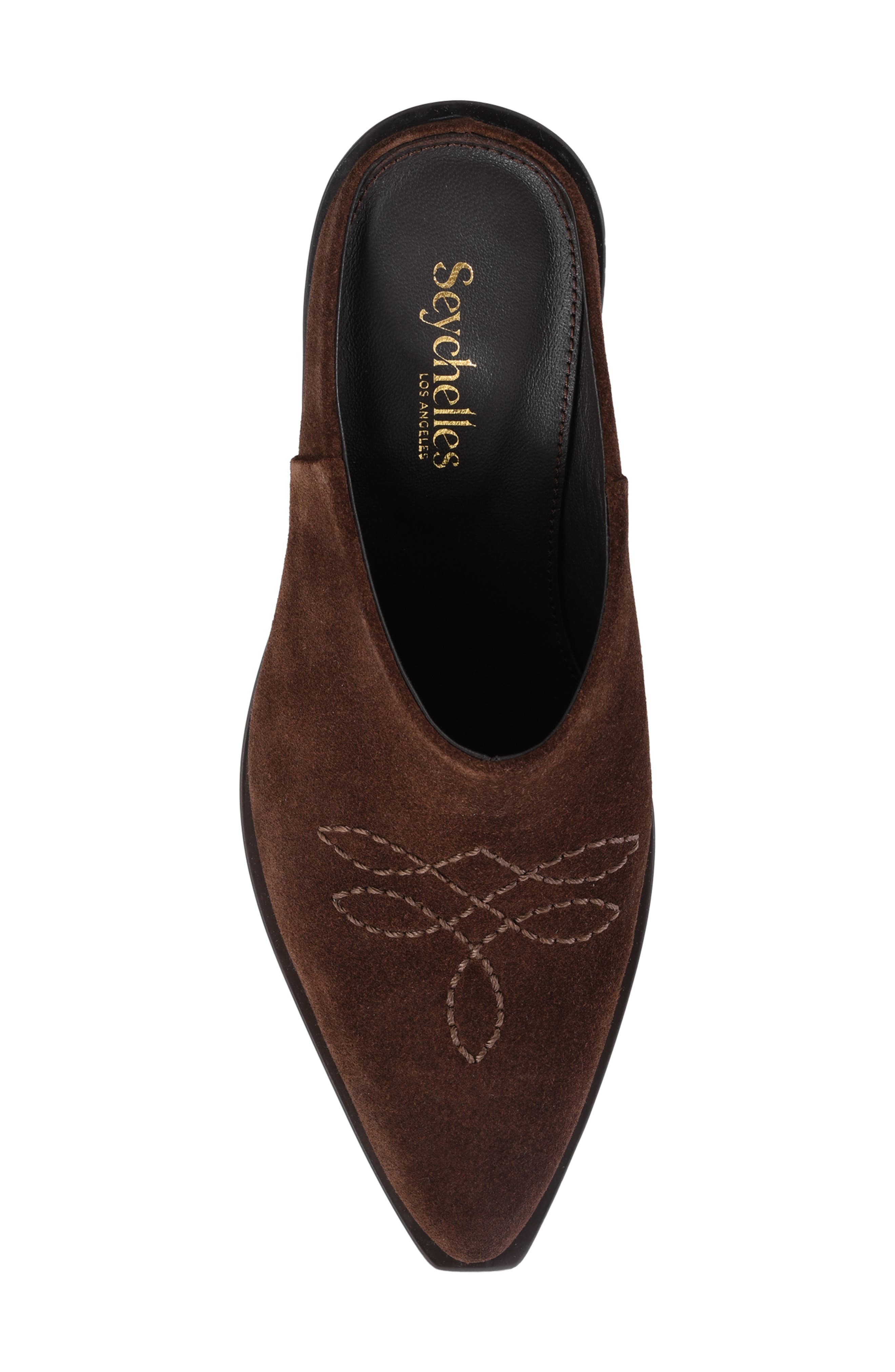 Seychelles Spirit Pointed Toe Mule, Alternate, color, Dark Brown Suede