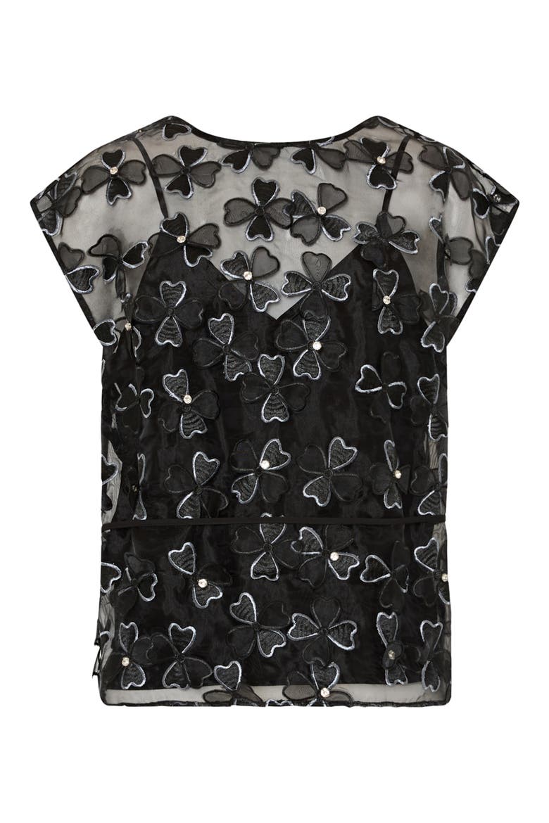 Ryan Clover Bow Rhinestone Organza Top, Alternate, color, 5AA BLACK