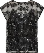 Milly Ryan Clover Bow Rhinestone Organza Top