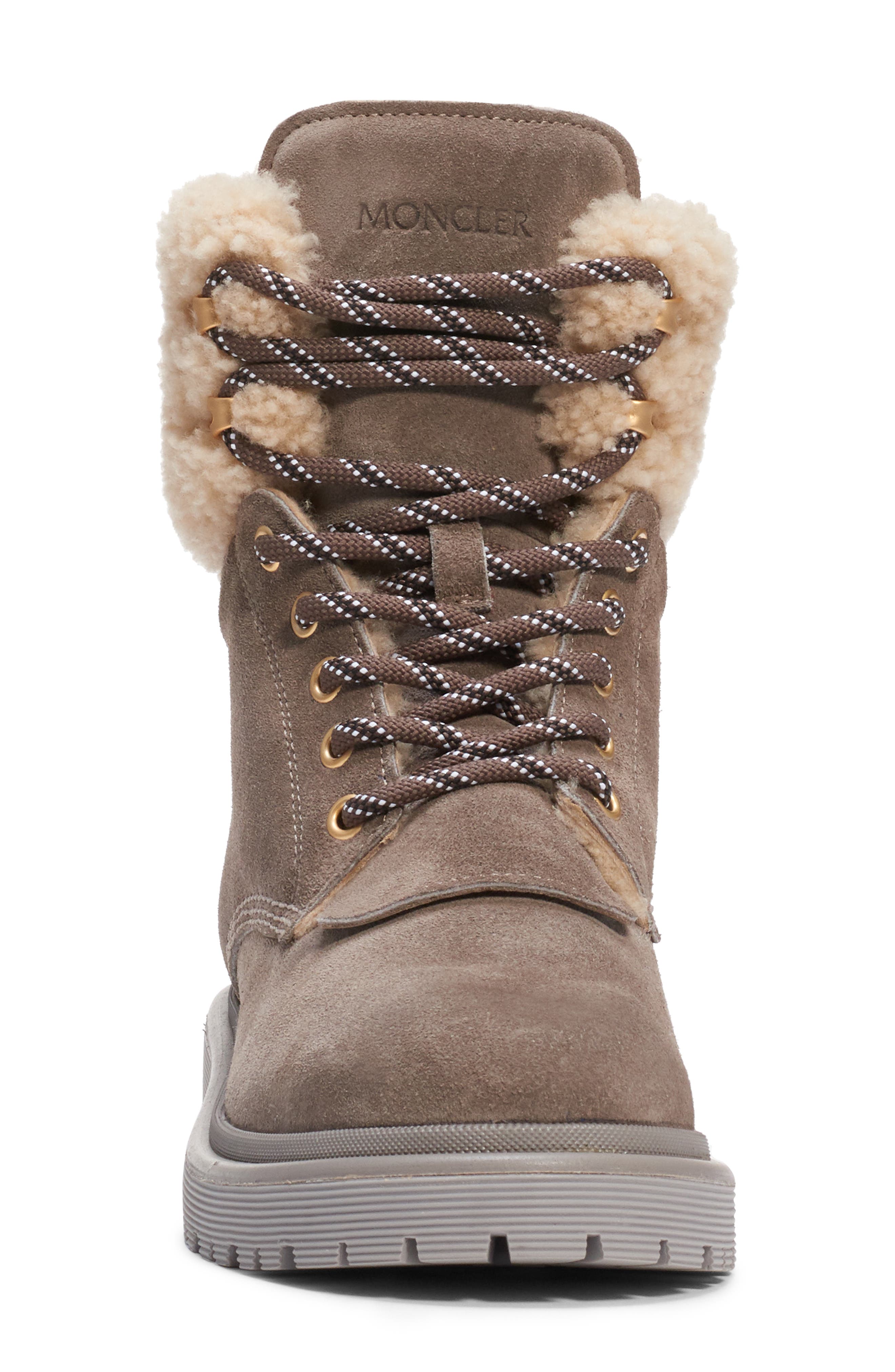 Moncler Patty Genuine Shearling Trim Boot, Alternate, color, 
