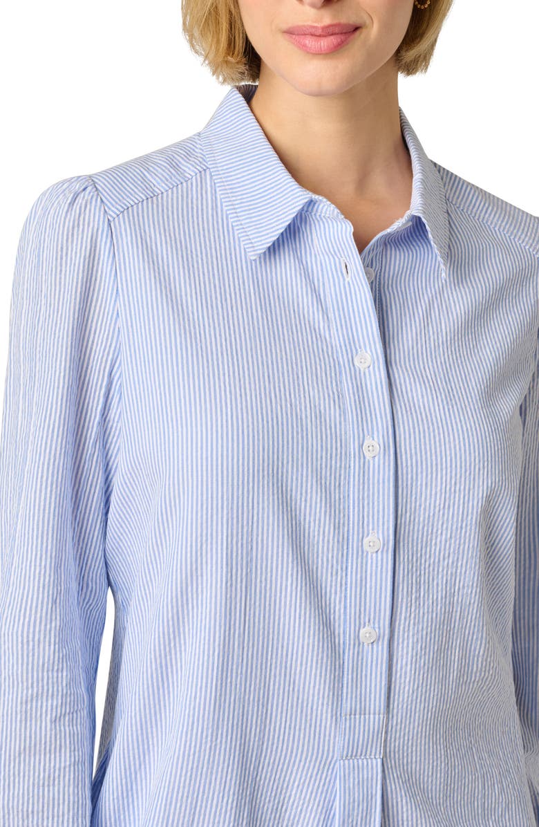 Adrianna Papell Hailey Stripe Button-Up Shift Shirtdress, Alternate, color, Blue/ White