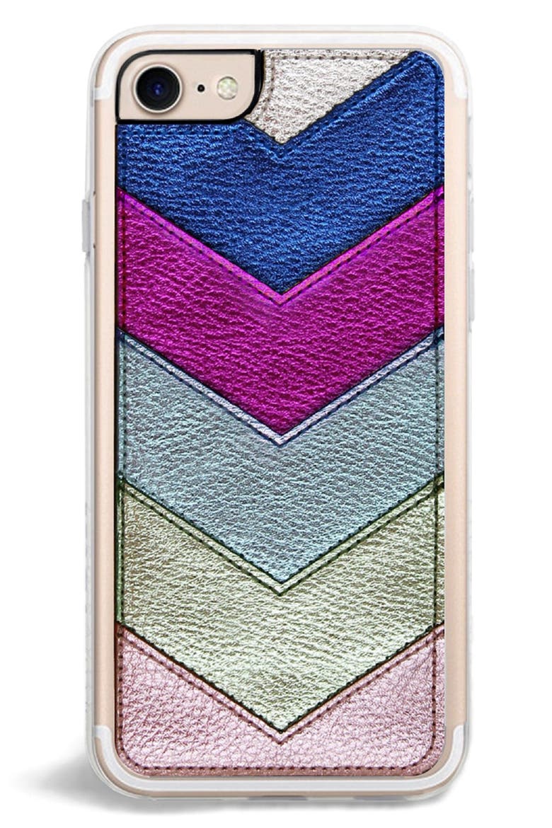 Chevron Faux Leather iPhone 6/6s/7/8 & 6/6s/7/8 Plus Case (Nordstrom Exclusive), Main, color, METALLIC MULTI