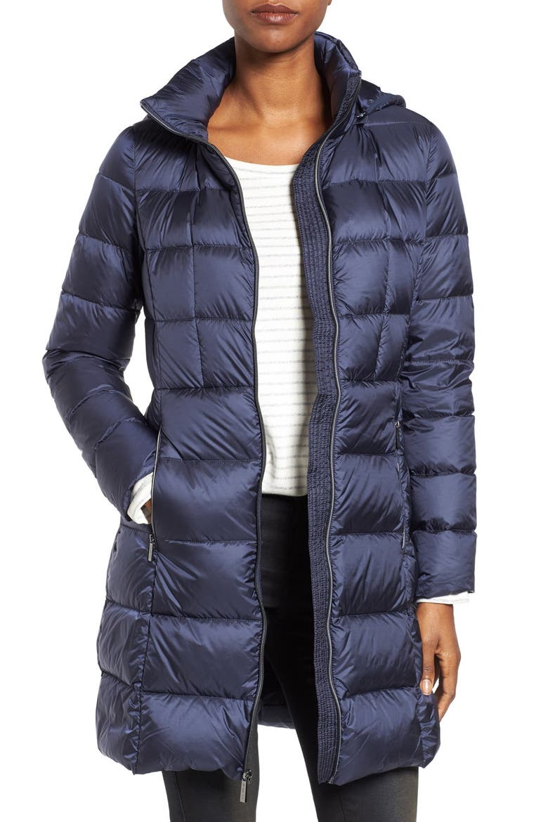 Packable Down Coat, Main, color, DARK BLUE