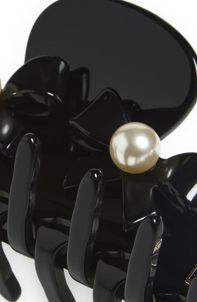 Alexandre de Paris Faux Pearl Claw Clip, Alternate, color, Black