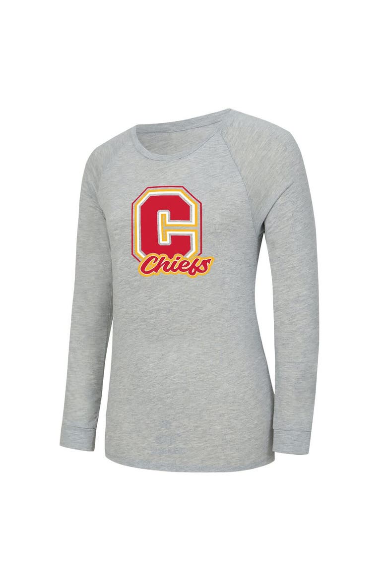 Women's Concepts Sport  Heather Gray/Red Kansas City Chiefs Regulate Plaid Long-Sleeve T-Shirt & Shorts Sleep Set, Alternate, color, Heather Gray
