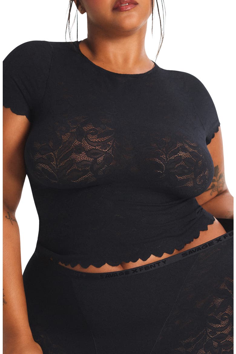 Lacy Dreams Pajama Baby Tee, Alternate, color, BLACK CAVIAR