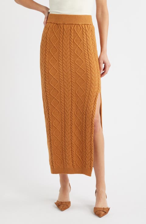 Cable Knit Maxi Sweater Skirt