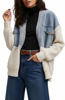 SAACHI Mixed Media Open Front Cardigan Jakcet