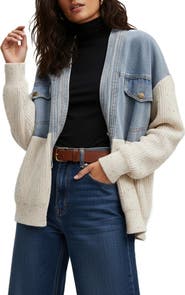 SAACHI Mixed Media Open Front Cardigan Jakcet