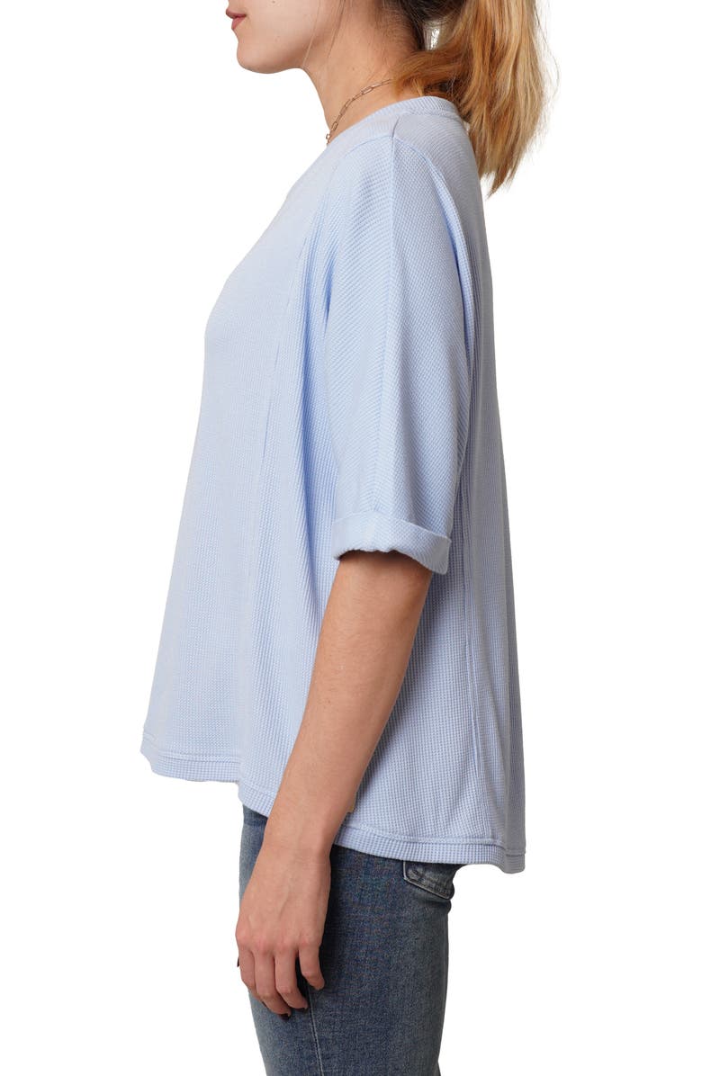 CYRUS Crewneck Elbow Sleeve Waffle Knit Top, Alternate, color, Sky Blue