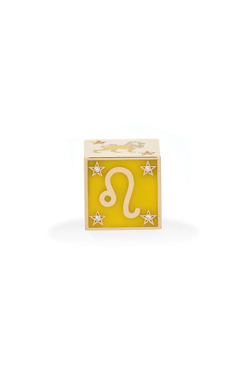 Zodiac Diamond Bead Charm, Alternate, color, YELLOW GOLD LEO